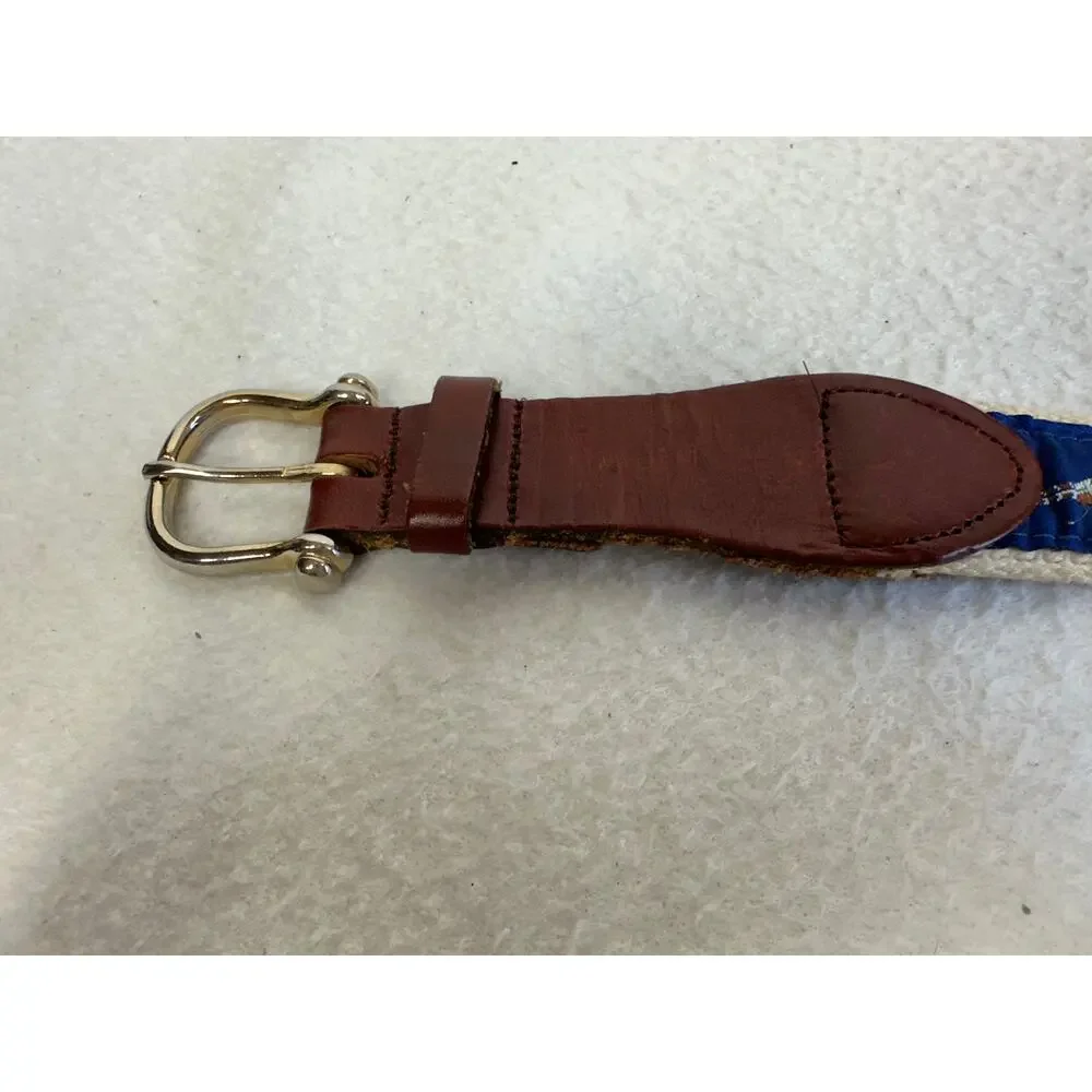 Leatherman Cotton Canvas and Leather-Tab Ribbon Belt Gold Buckle Waterfowl